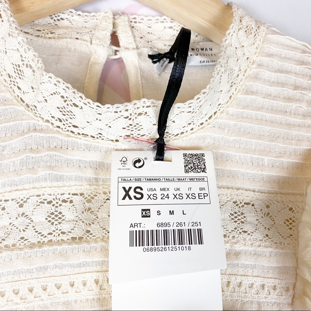 NEW ZARA Cottage Core Embroidered Boho Blouse XS - Picture 9 of 10